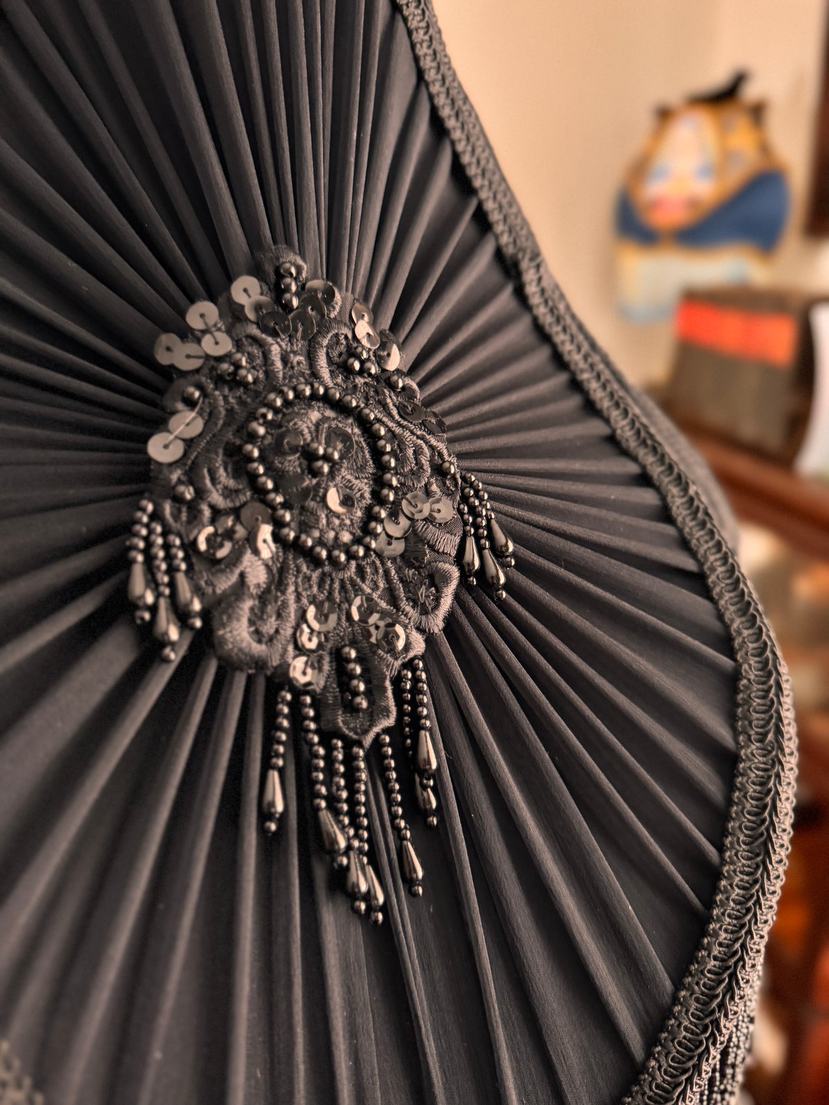 Large Black Liturgical Brocade Lampshade