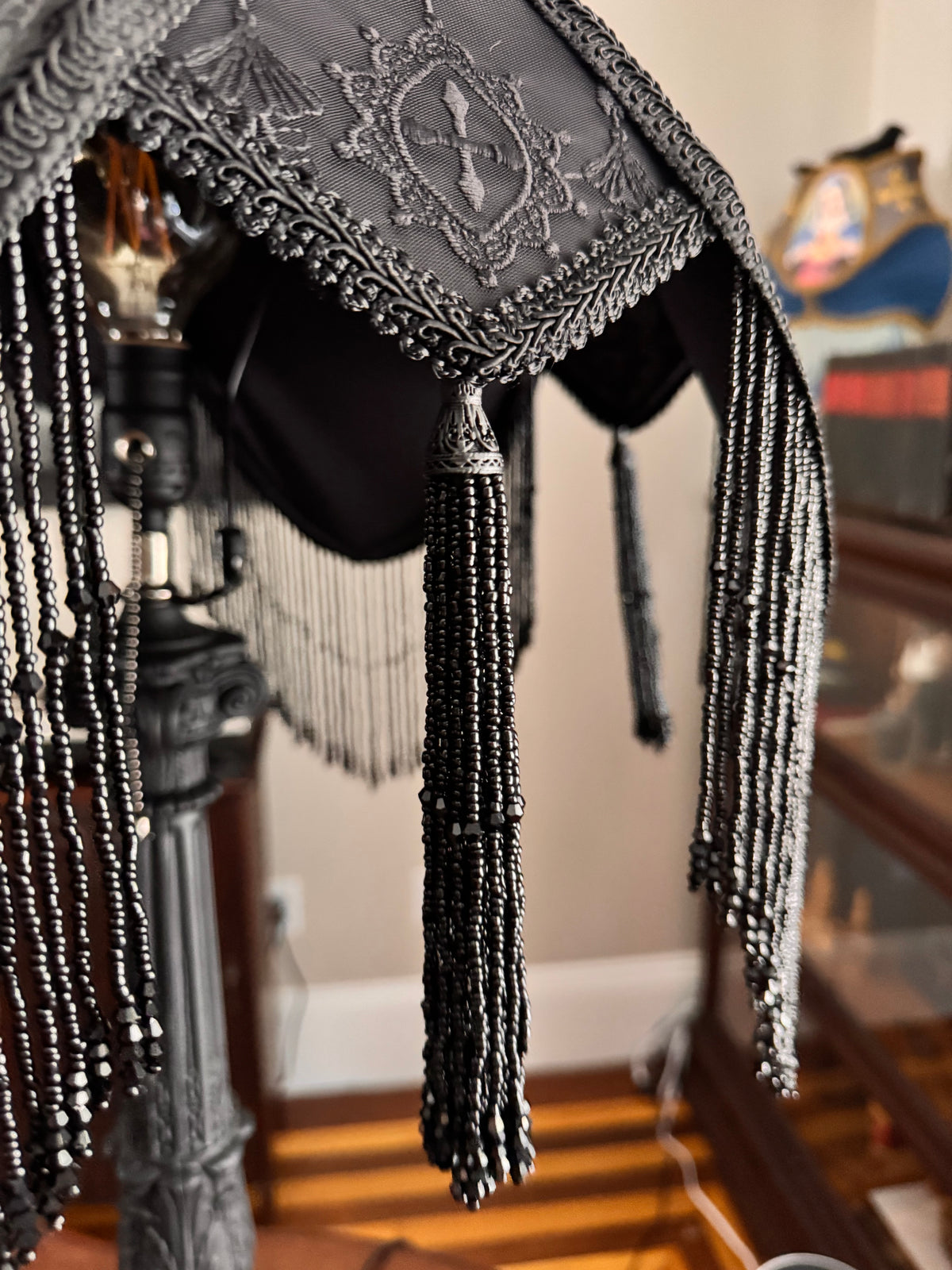 Large Black Liturgical Brocade Lampshade