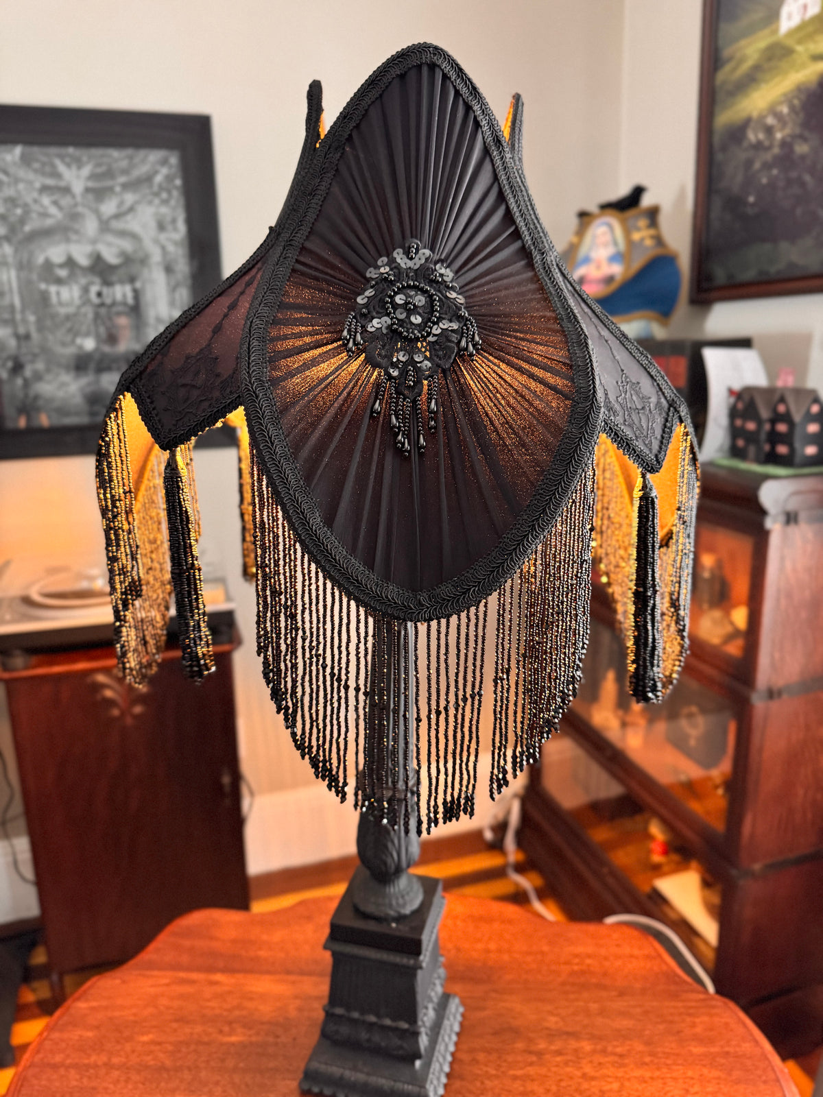 Large Black Liturgical Brocade Lampshade